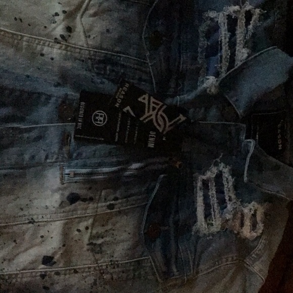 New Reasons Brand Paint Splatter Denim Jacket.Unisex Size Large and Medium - Picture 4 of 10